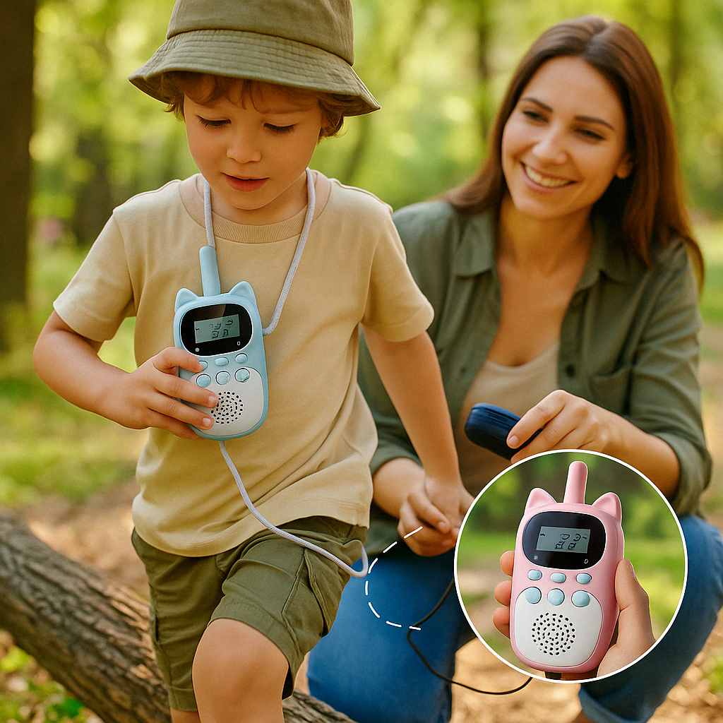 Talkie-walkie enfant MySecretVoice en randonnĂ©e familiale â robuste, rechargeable et facile Ă utiliser