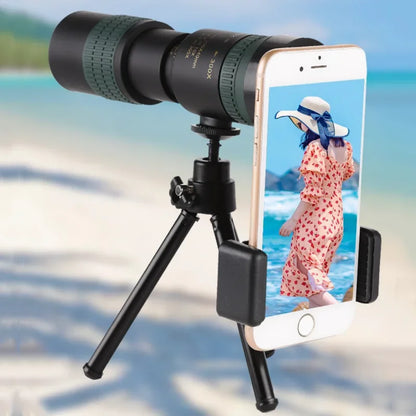 Kit complet d’observation avec jumelle monoculaire et support téléphone pour capturer des photos.
