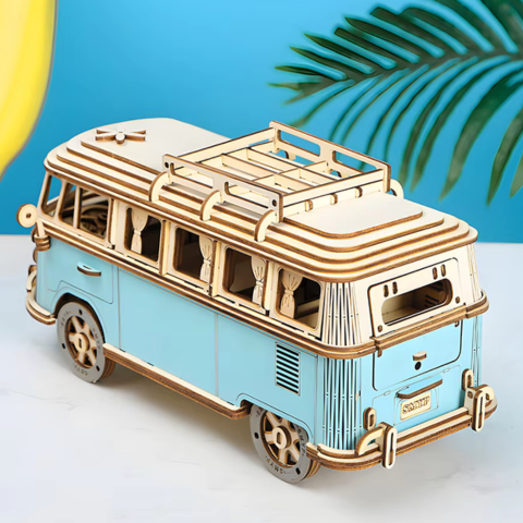 puzzle-3d-camping-car-bleu